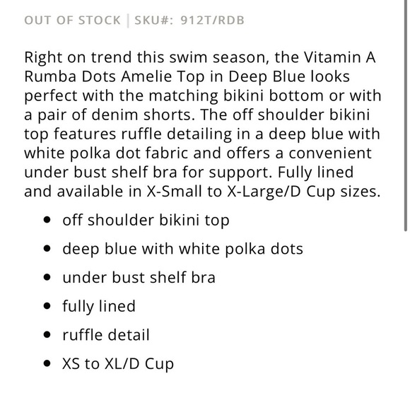 Vitamin A Rumba dot Amelie bikini top in Navy blue - Picture 10 of 10